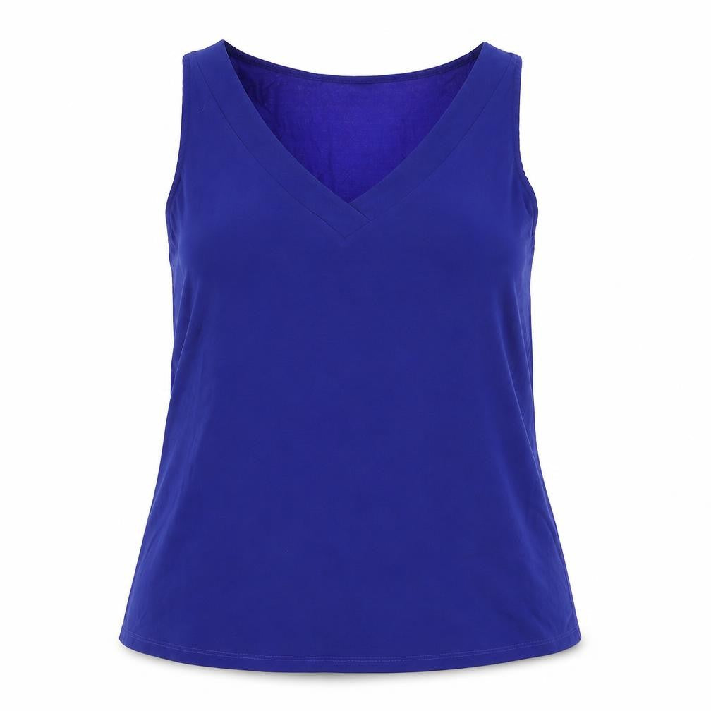 Warehouse Womens Blue  Polyester Basic Tank Size 12 V-Neck