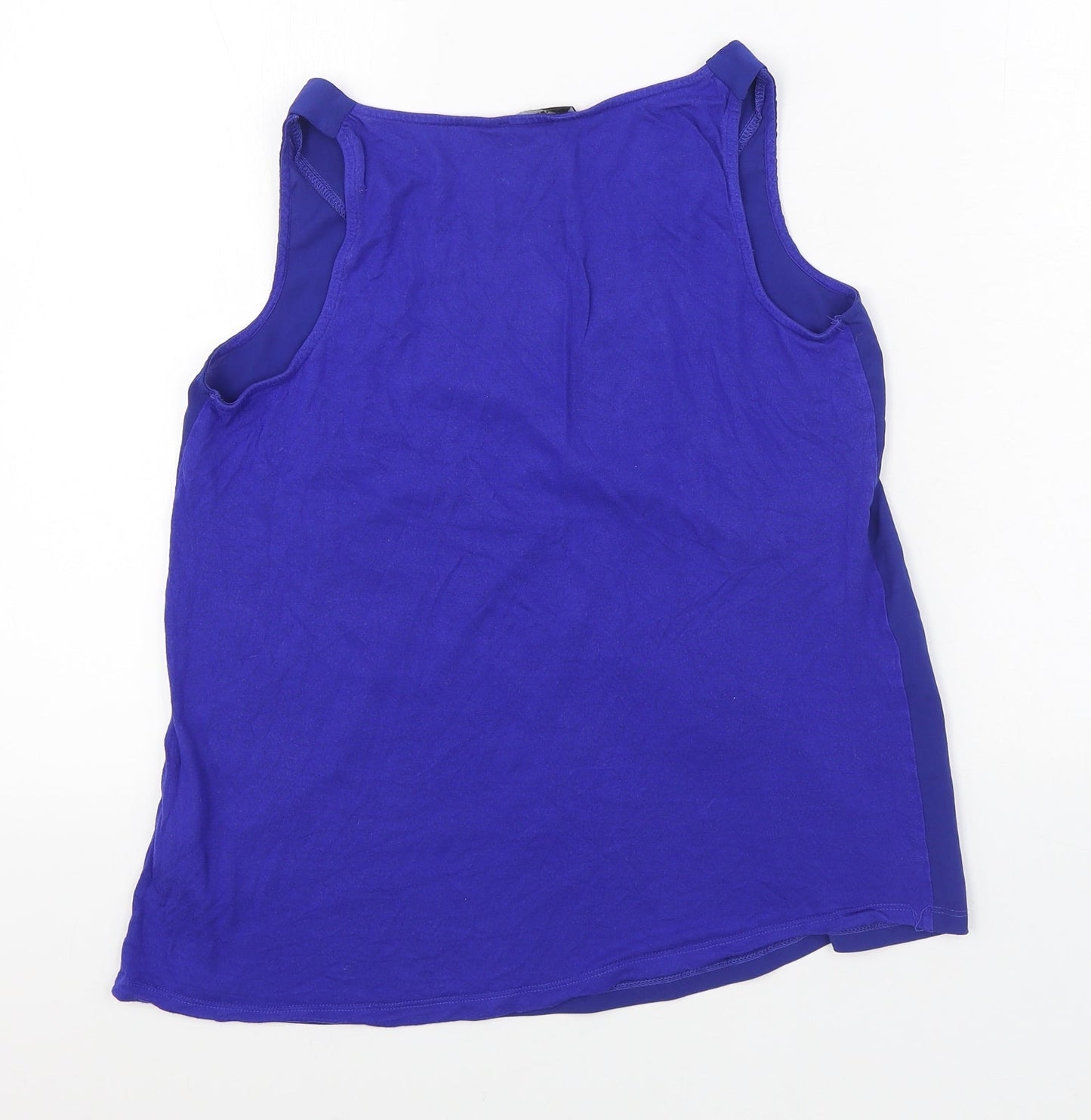 Warehouse Womens Blue  Polyester Basic Tank Size 12 V-Neck