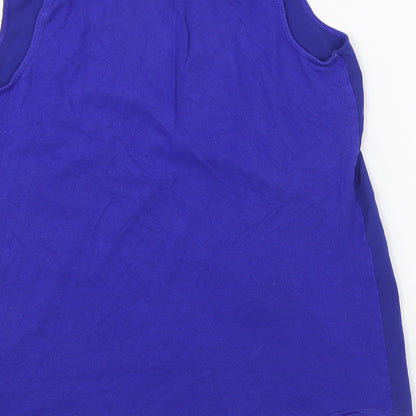 Warehouse Womens Blue  Polyester Basic Tank Size 12 V-Neck
