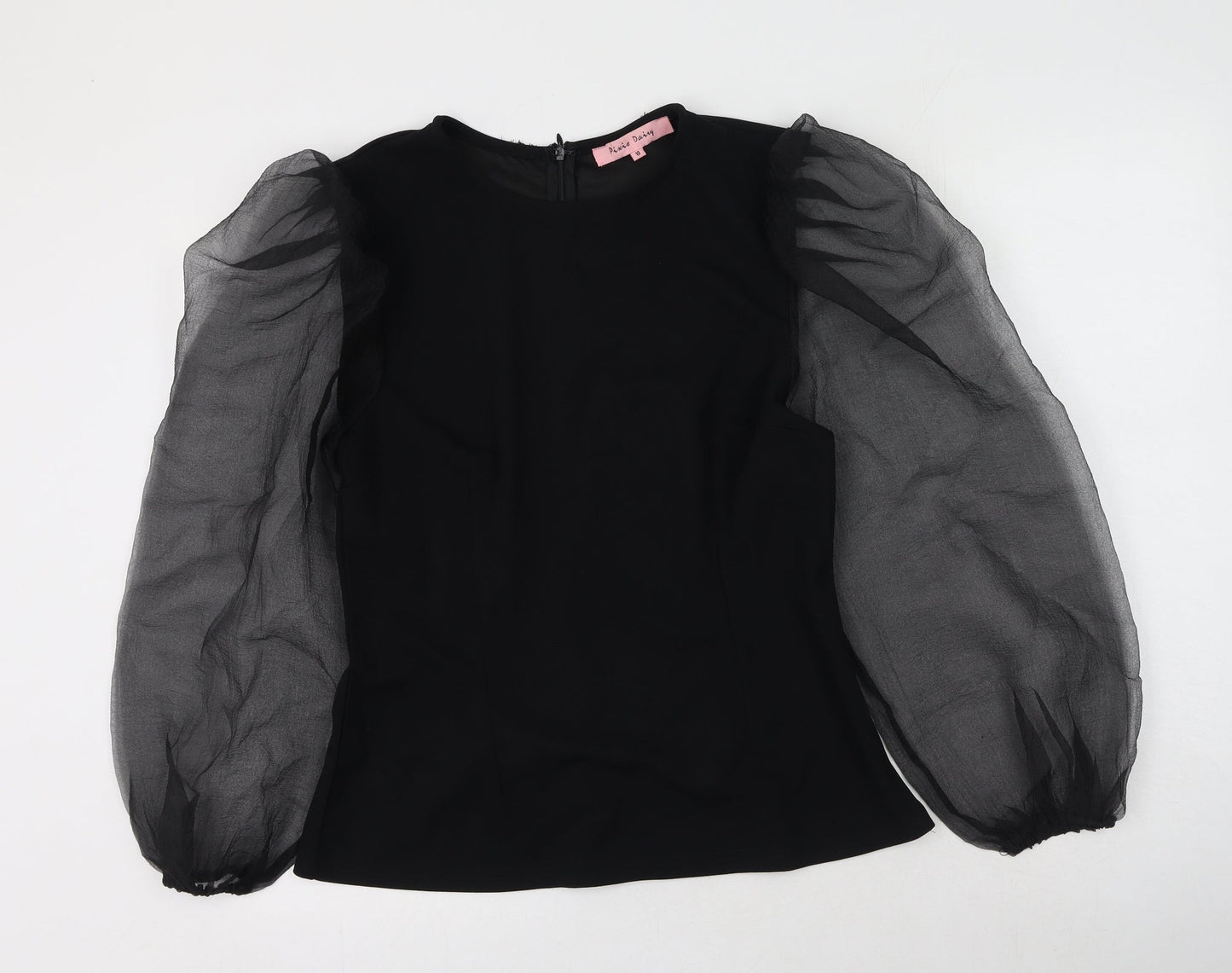 Pixie Daisy Womens Black  Polyester Basic Blouse Size 10 Round Neck