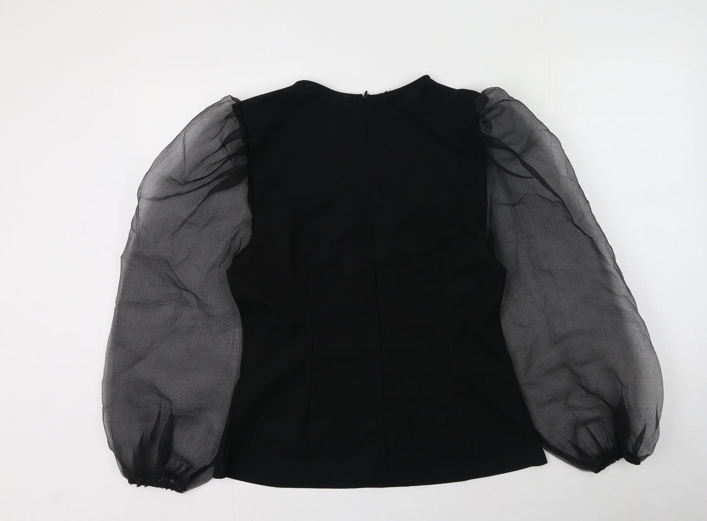 Pixie Daisy Womens Black  Polyester Basic Blouse Size 10 Round Neck