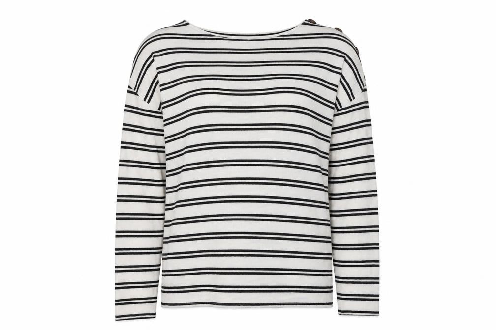 peacoks Womens White Round Neck Striped Polyester Pullover Jumper Size 8