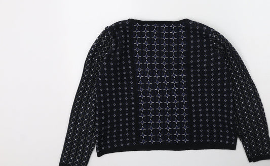 George  Womens Blue Round Neck Geometric Acrylic Pullover Jumper Size 8