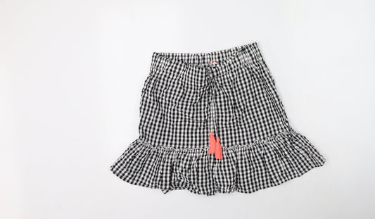 khushi Womens Black Check Cotton Flare Skirt Size M