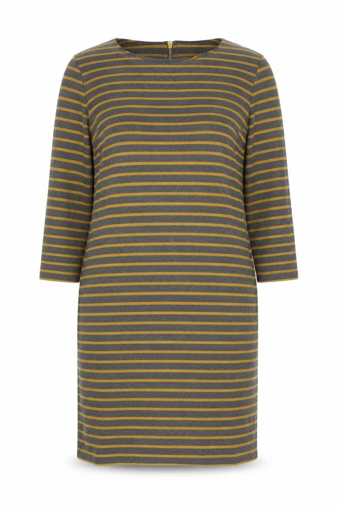 Villa Womens Yellow Round Neck Striped Polyester Pullover Jumper Size M