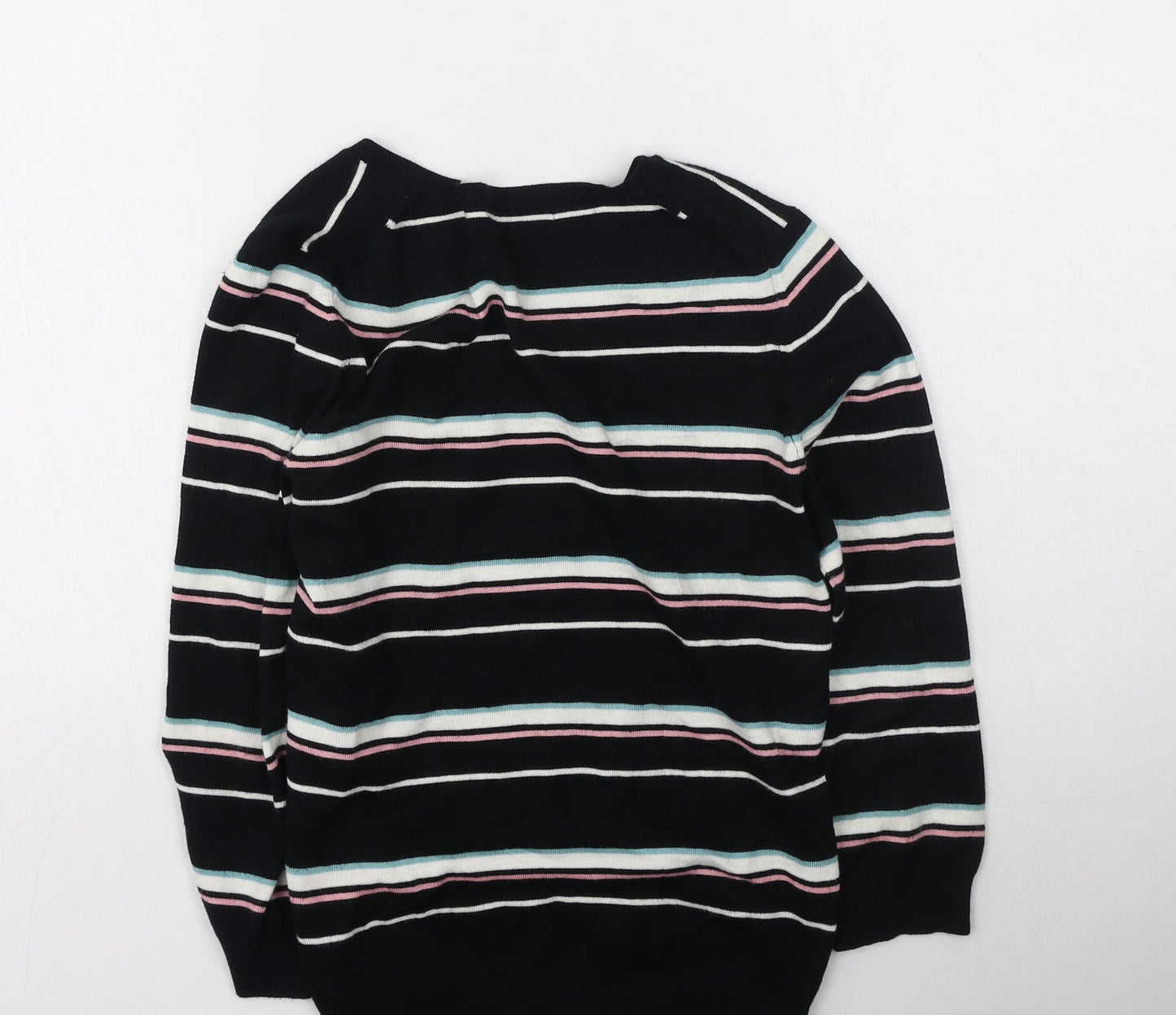 Marks and Spencer Womens Multicoloured V-Neck Striped Viscose Pullover Jumper Size 14