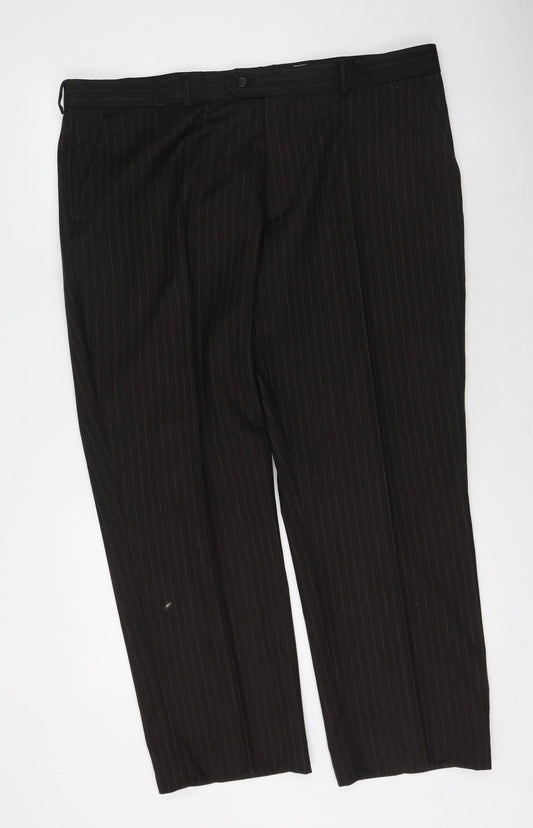 BHS Womens Brown Striped Polyester Trousers  Size 40 in L31 in Regular