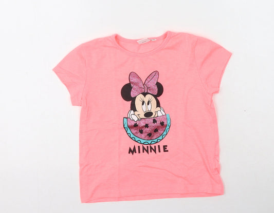 Primark  Girls Pink  Polyester Basic Casual Size 5-6 Years Round Neck  - Minnie Mouse