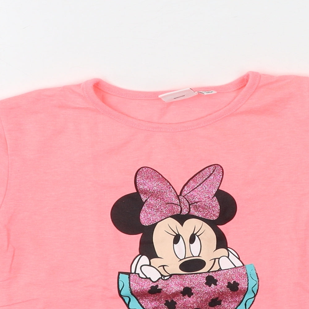 Primark  Girls Pink  Polyester Basic Casual Size 5-6 Years Round Neck  - Minnie Mouse