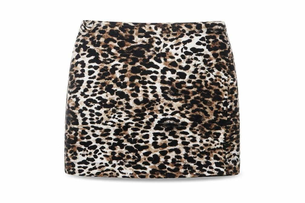 H&M Womens Brown Animal Print Cotton A-Line Skirt Size S