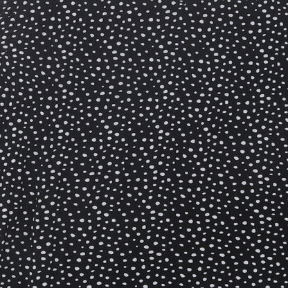 Stradivarius Womens Black Polka Dot Polyester Basic Blouse Size S Crew Neck
