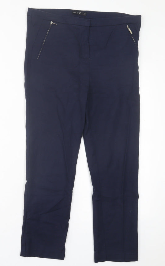f7f Womens Blue  Polyester Trousers  Size 12 L25 in Regular Hook & Eye