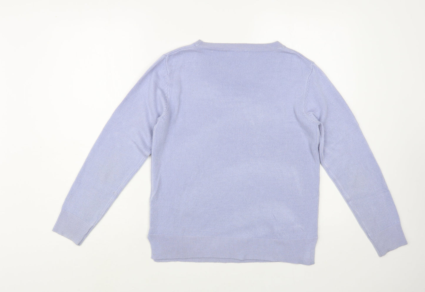 Marks and Spencer Womens Blue Boat Neck  Acrylic Pullover Jumper Size 12