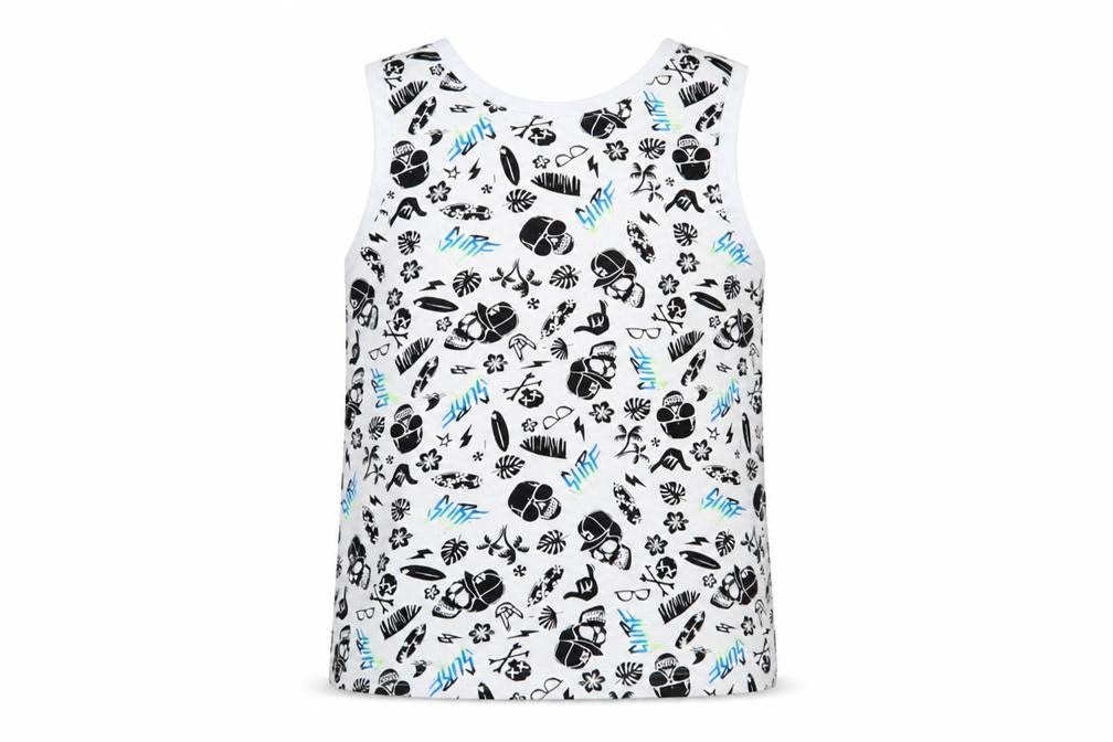 Pep&C0 Boys White Geometric Cotton Pullover Tank Size 6-7 Years Crew Neck Pullover - Skull Print