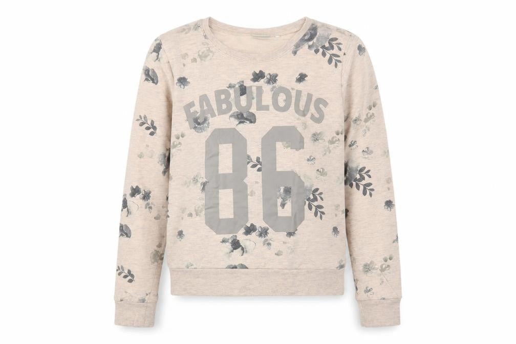name it Girls Beige Floral Cotton Pullover Sweatshirt Size 11-12 Years  Pullover