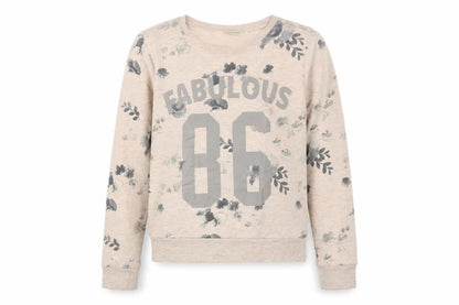 NAME IT Girls Beige Floral Cotton Pullover Sweatshirt Size 11-12 Years  Pullover