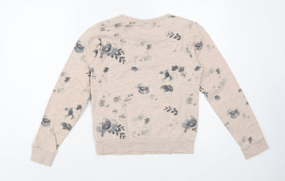NAME IT Girls Beige Floral Cotton Pullover Sweatshirt Size 11-12 Years  Pullover