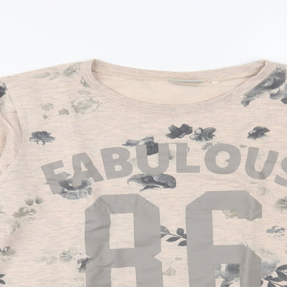 NAME IT Girls Beige Floral Cotton Pullover Sweatshirt Size 11-12 Years  Pullover