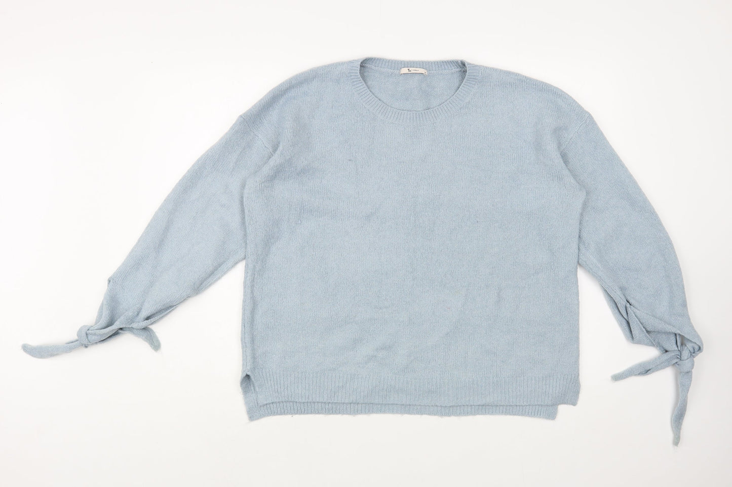 TU Womens Blue Boat Neck  Acrylic Pullover Jumper Size 14