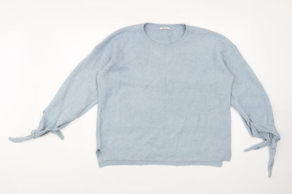 Tu Womens Blue Boat Neck  Acrylic Pullover Jumper Size 14