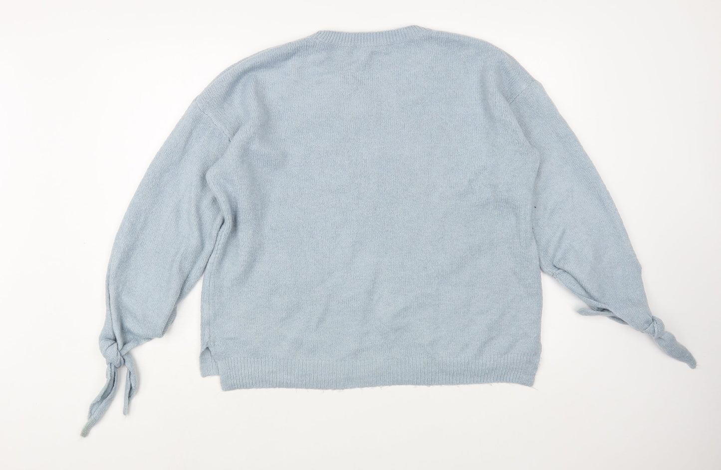 TU Womens Blue Boat Neck  Acrylic Pullover Jumper Size 14