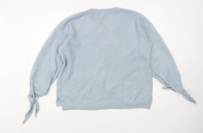 Tu Womens Blue Boat Neck  Acrylic Pullover Jumper Size 14