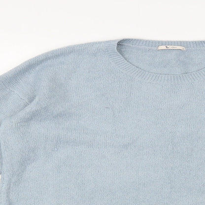 Tu Womens Blue Boat Neck  Acrylic Pullover Jumper Size 14