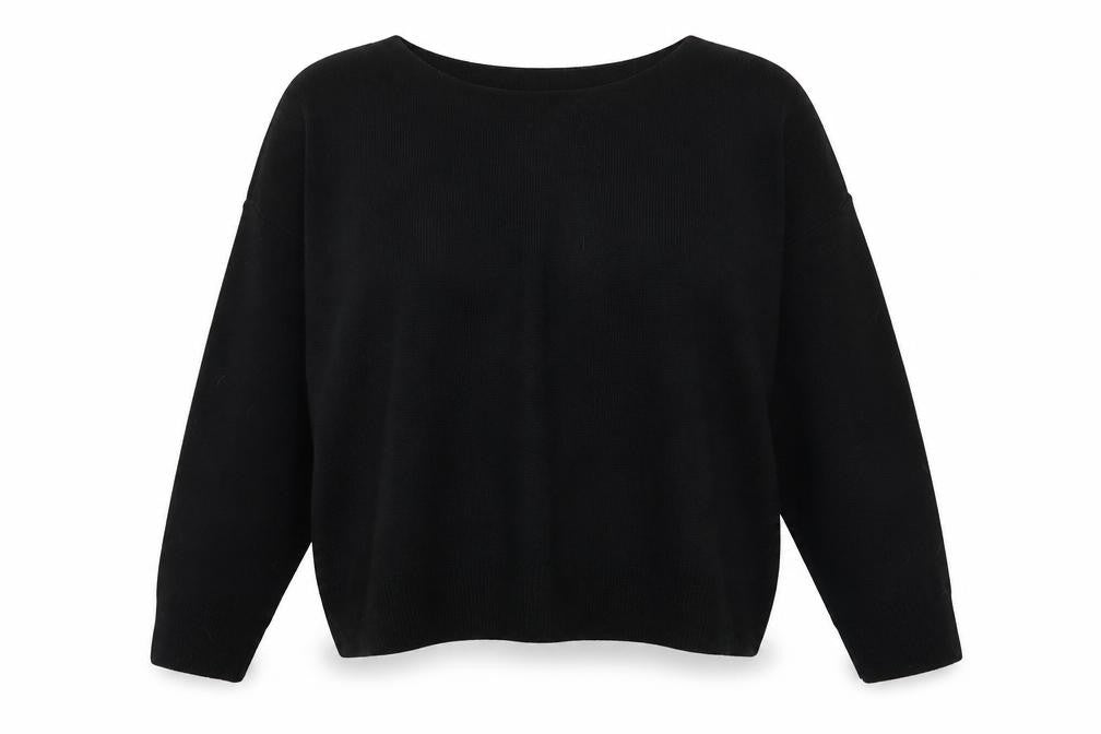 Boohoo Womens Black Boat Neck  Acrylic Pullover Jumper Size M