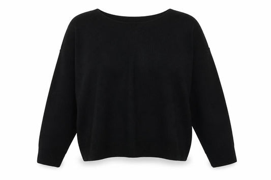 Boohoo Womens Black Boat Neck  Acrylic Pullover Jumper Size M
