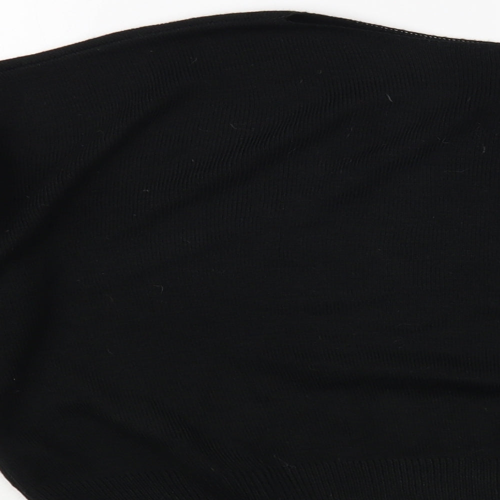Boohoo Womens Black Boat Neck  Acrylic Pullover Jumper Size M
