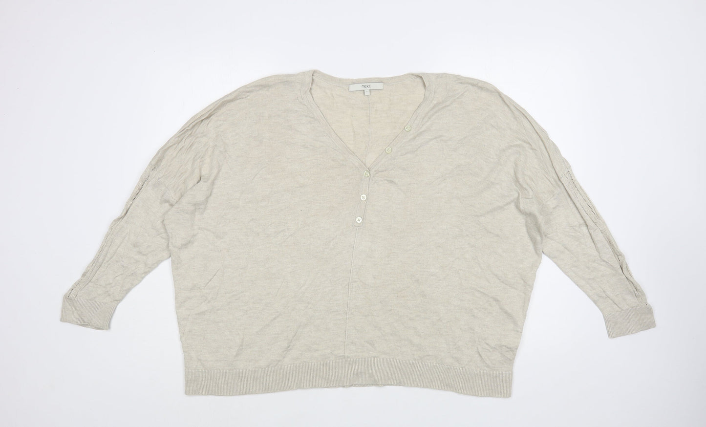 NEXT Womens Beige V-Neck  Viscose Pullover Jumper Size L