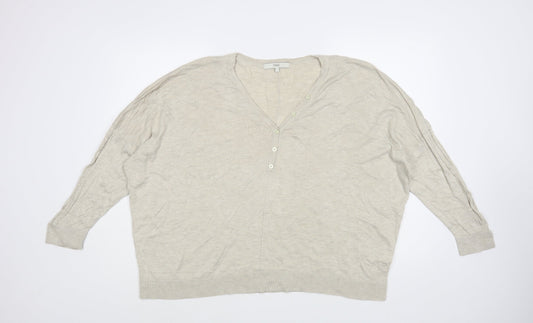 NEXT Womens Beige V-Neck  Viscose Pullover Jumper Size L