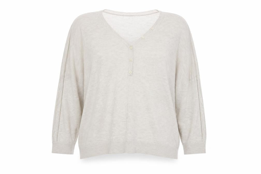 NEXT Womens Beige V-Neck  Viscose Pullover Jumper Size L