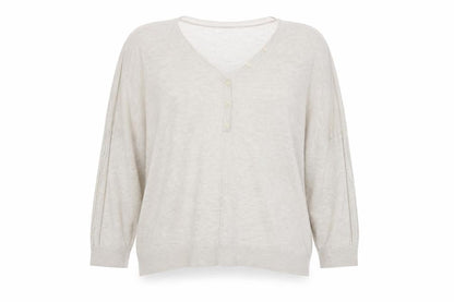 Next Womens Beige V-Neck  Viscose Pullover Jumper Size L