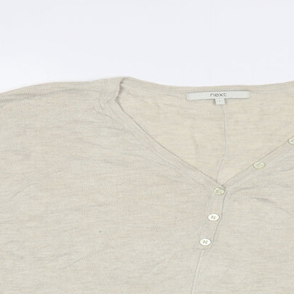Next Womens Beige V-Neck  Viscose Pullover Jumper Size L