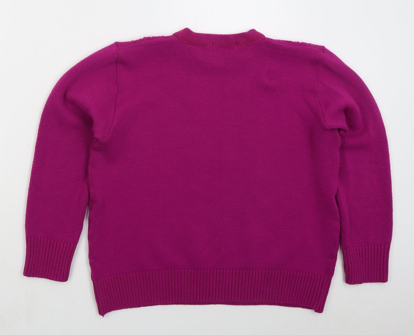 Pure & Natural Womens Pink Crew Neck  Acrylic Pullover Jumper Size M