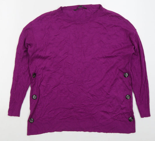 Bonmarché Womens Purple Crew Neck  Viscose Pullover Jumper Size 14