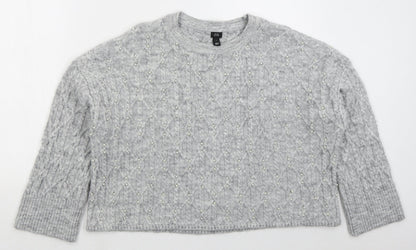 Preloved River Island Womens Grey Crew Neck  Acrylic Pullover Jumper Size L - Front