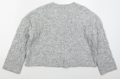 Preloved River Island Womens Grey Crew Neck  Acrylic Pullover Jumper Size L - Back