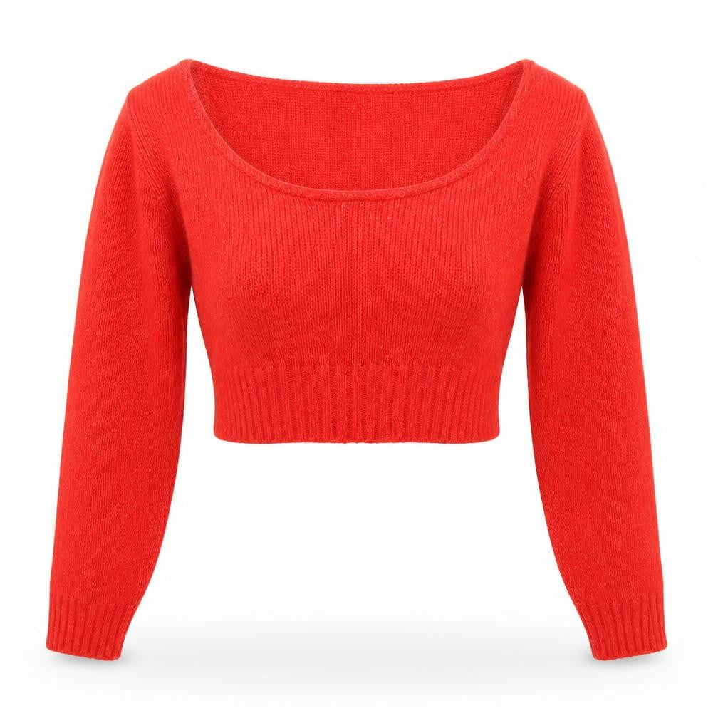 PRETTYLITTLETHING Womens Red Round Neck  Acrylic Pullover Jumper Size S