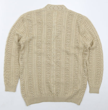 Classics Womens Beige V-Neck  Acrylic Pullover Jumper Size 12