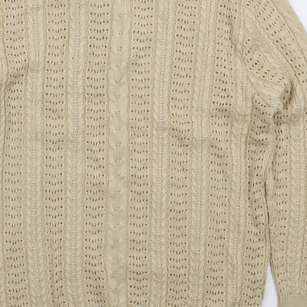 Classics Womens Beige V-Neck  Acrylic Pullover Jumper Size 12