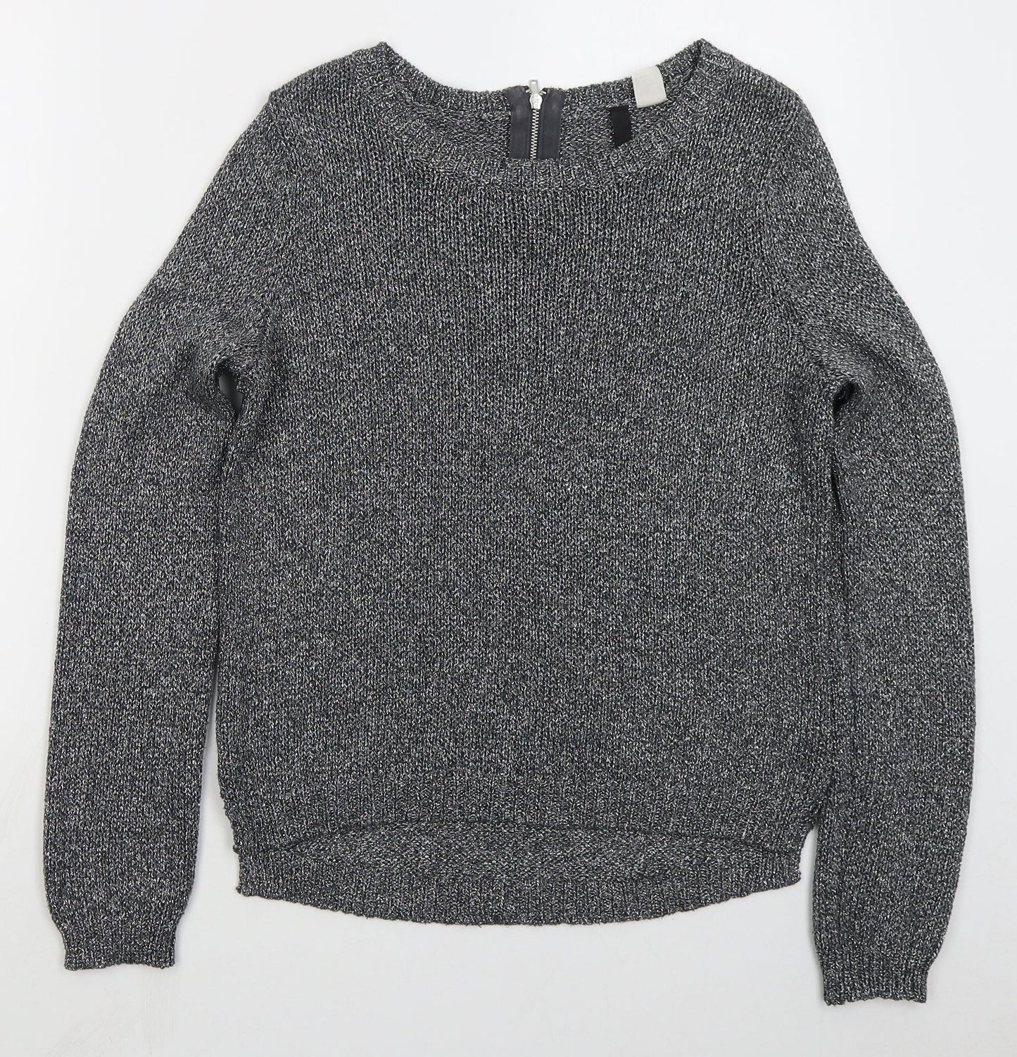 H&M Womens Grey Boat Neck  Acrylic Pullover Jumper Size 10