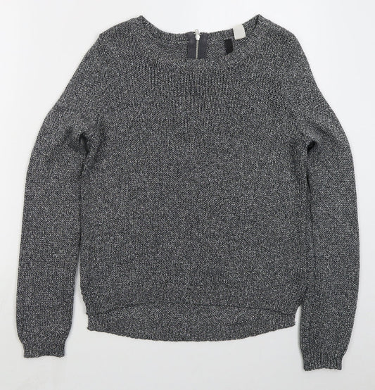 H&M Womens Grey Boat Neck  Acrylic Pullover Jumper Size 10