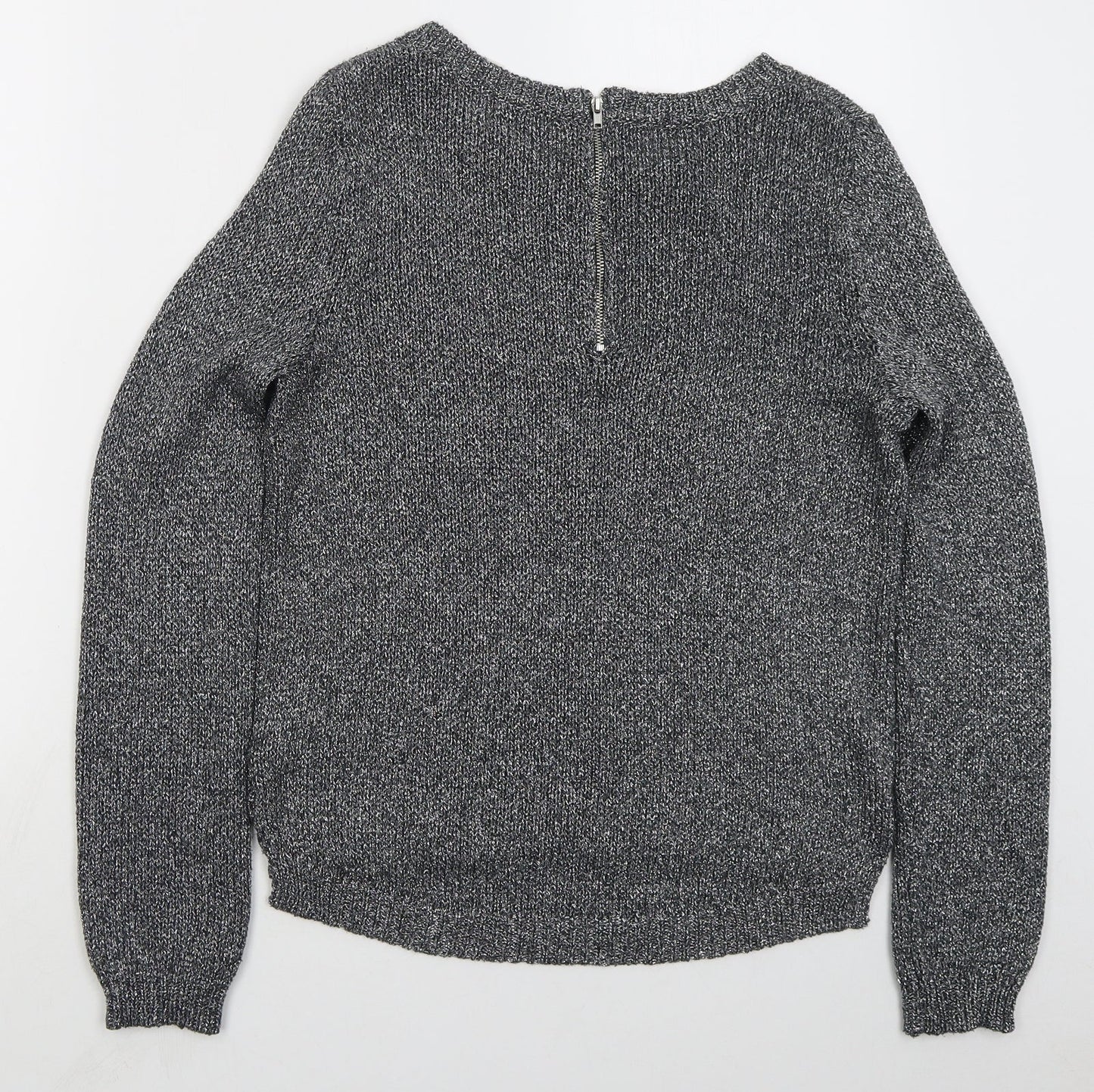 H&M Womens Grey Boat Neck  Acrylic Pullover Jumper Size 10