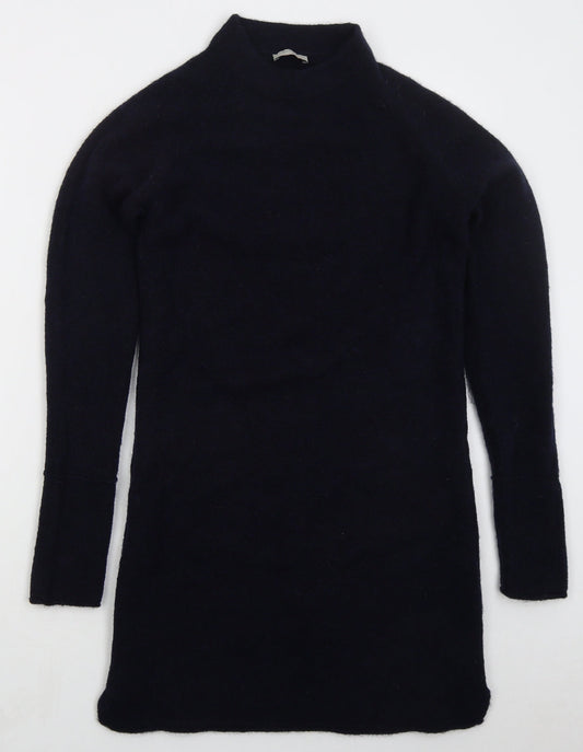 Wrap Womens Blue  Acrylic Jumper Dress  Size S  Mock Neck Pullover
