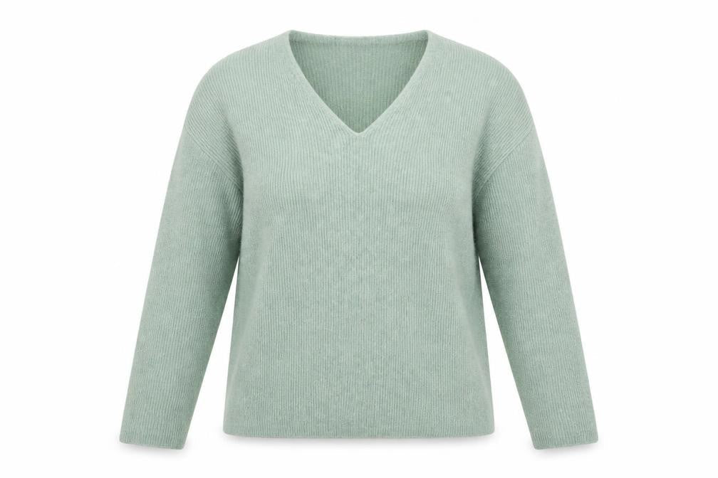VERO MODA Womens Green V-Neck  Acrylic Pullover Jumper Size XS