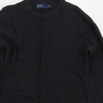 Easy Mens Grey Crew Neck  Cotton Pullover Jumper Size M