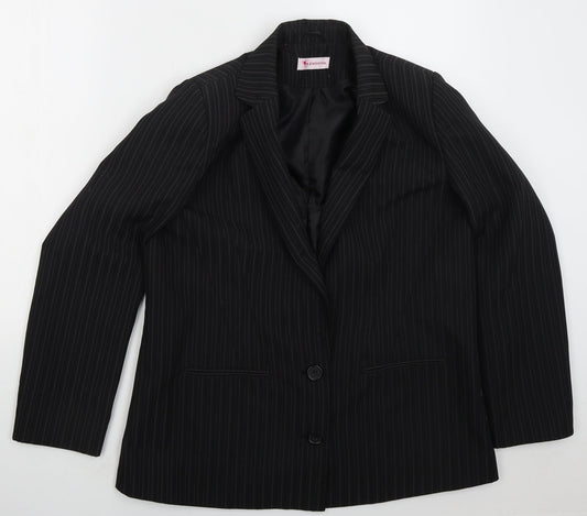 Glamorosa Womens Black Striped Polyester Jacket Suit Jacket Size 16