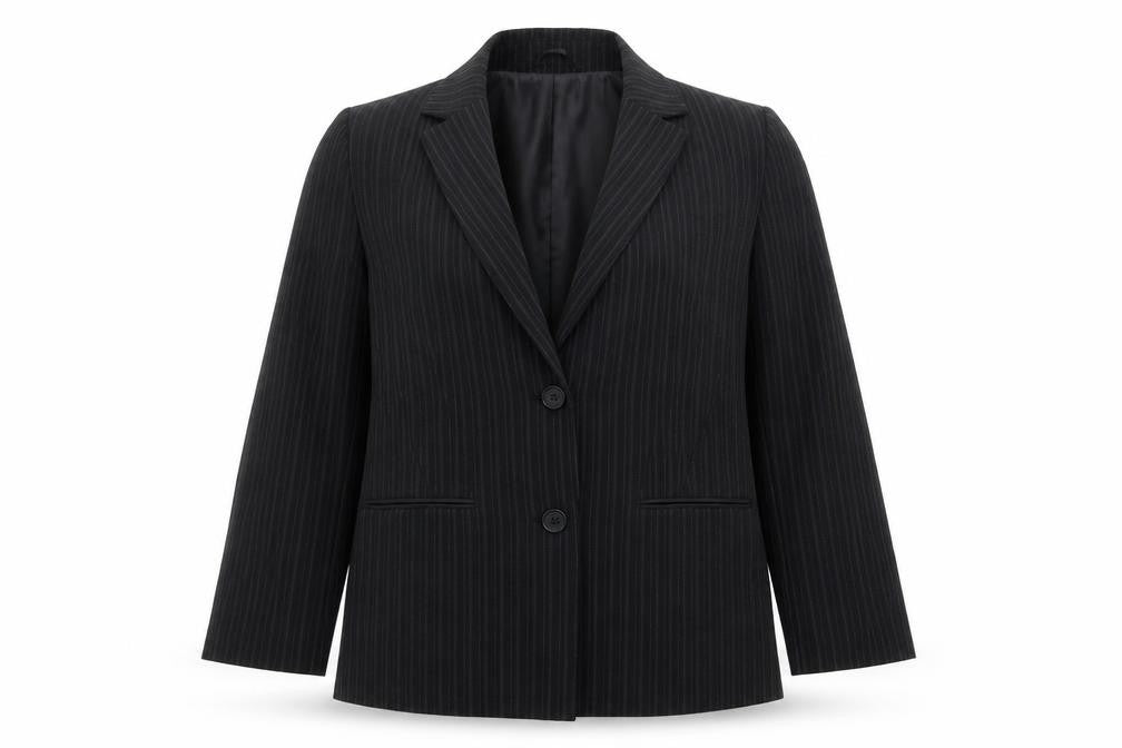 Glamorosa Womens Black Striped Polyester Jacket Suit Jacket Size 16